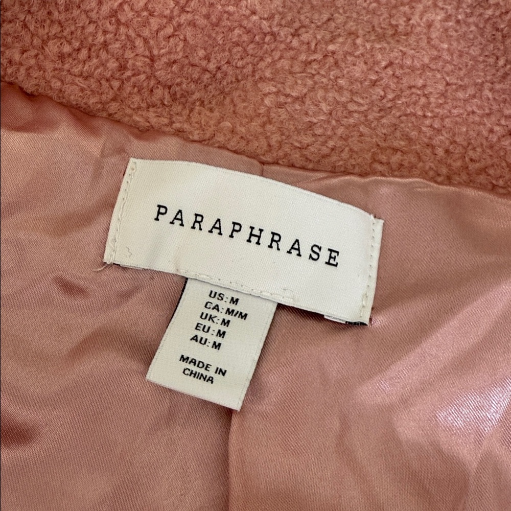 Paraphrase size medium Women's blush Pink Teddy Sherpa Jacket NWOT - Picture 9 of 12
